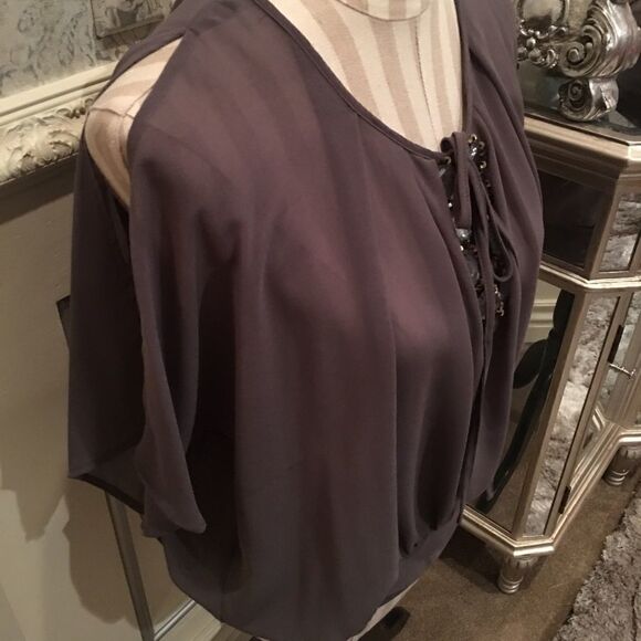 Cache Grey Open Shoulder Blouse - Picture 2 of 4